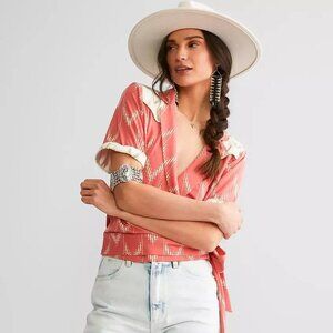 Sterling & Stitch Western Wrap Tie Top M